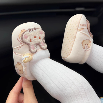 Baba első lépés cipő pamut felsőrész és pamut talp, virágos minta, elasztikus pánttal záródó