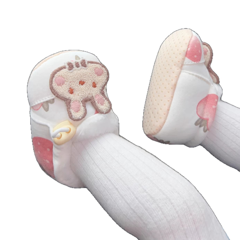 Baba első lépés cipő pamut felsőrész és pamut talp, virágos minta, elasztikus pánttal záródó