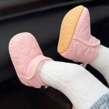 Uniszex babacipő pamutból, téli 2024, Velcro-zárás, bélelt, gumírozott talp, felső része műbőr