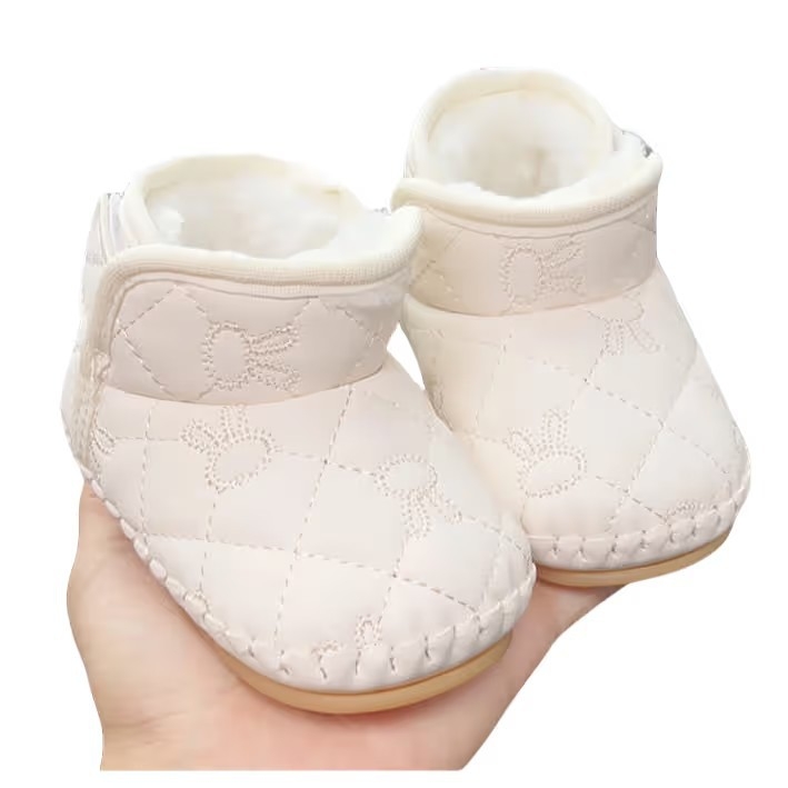 Uniszex babacipő pamutból, téli 2024, Velcro-zárás, bélelt, gumírozott talp, felső része műbőr