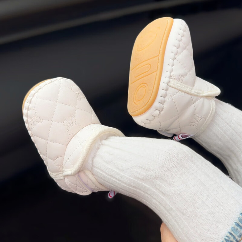 Uniszex babacipő pamutból, téli 2024, Velcro-zárás, bélelt, gumírozott talp, felső része műbőr