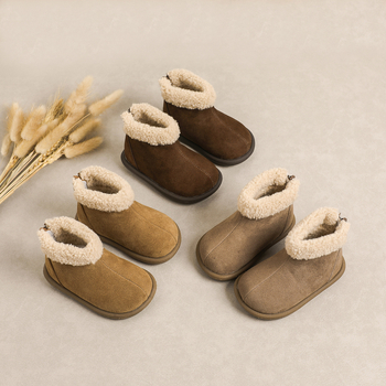 Valódi bőrből készült babacipők - uniszex, meleg, csúszásmentes puha talp, oldalsó cipzár, 12–36 hónapos korosztály, téli 2025