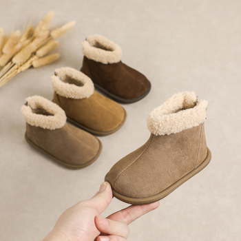 Valódi bőrből készült babacipők - uniszex, meleg, csúszásmentes puha talp, oldalsó cipzár, 12–36 hónapos korosztály, téli 2025