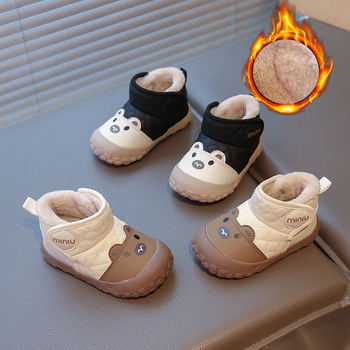 Ghete de zăpadă pentru bebeluți și copii mici – partea superioară din piele PU sintetică, impermeabile, antiderapante, căptușite cu fleece, închidere Velcro