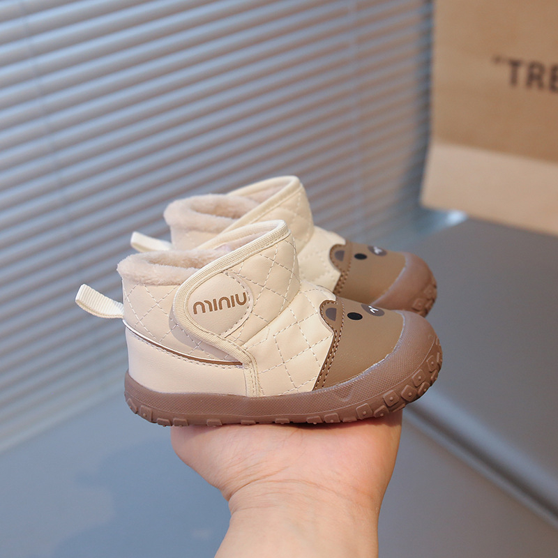 Ghete de zăpadă pentru bebeluți și copii mici – partea superioară din piele PU sintetică, impermeabile, antiderapante, căptușite cu fleece, închidere Velcro