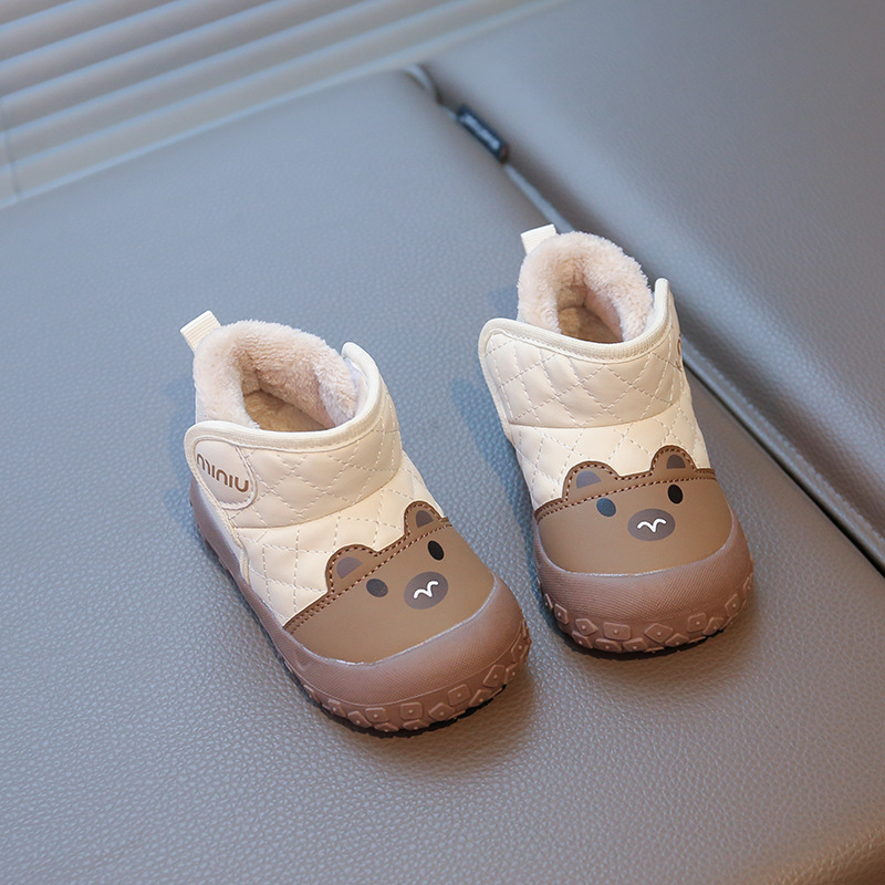 Ghete de zăpadă pentru bebeluți și copii mici – partea superioară din piele PU sintetică, impermeabile, antiderapante, căptușite cu fleece, închidere Velcro