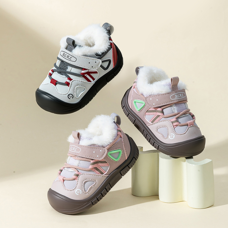 Zimske cipele za bebe s velurom, unisex, niski kroj, kopča na Velcro, gornji dio od mikrovlakana, gumeni đon