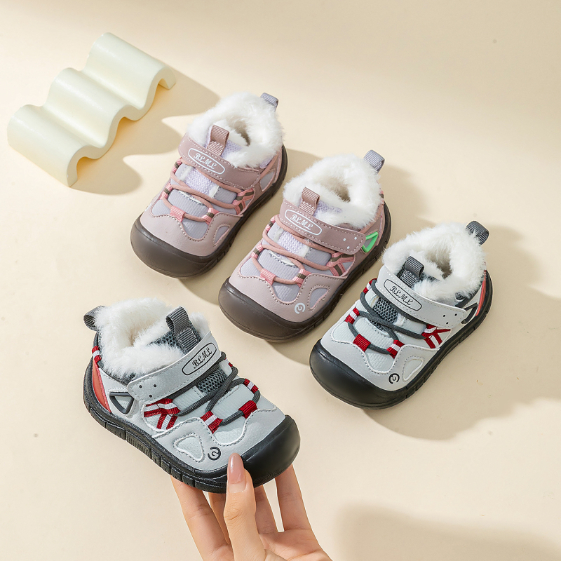Zimske cipele za bebe s velurom, unisex, niski kroj, kopča na Velcro, gornji dio od mikrovlakana, gumeni đon