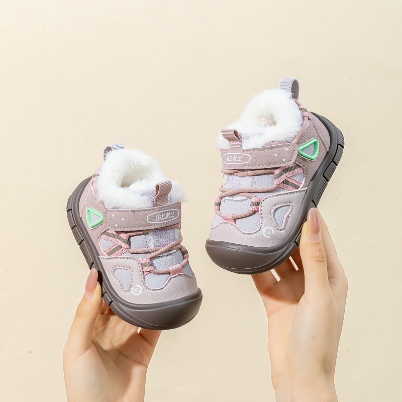 Zimske cipele za bebe s velurom, unisex, niski kroj, kopča na Velcro, gornji dio od mikrovlakana, gumeni đon