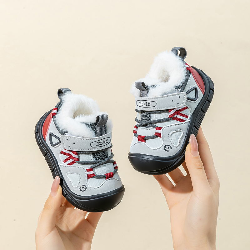 Zimske cipele za bebe s velurom, unisex, niski kroj, kopča na Velcro, gornji dio od mikrovlakana, gumeni đon