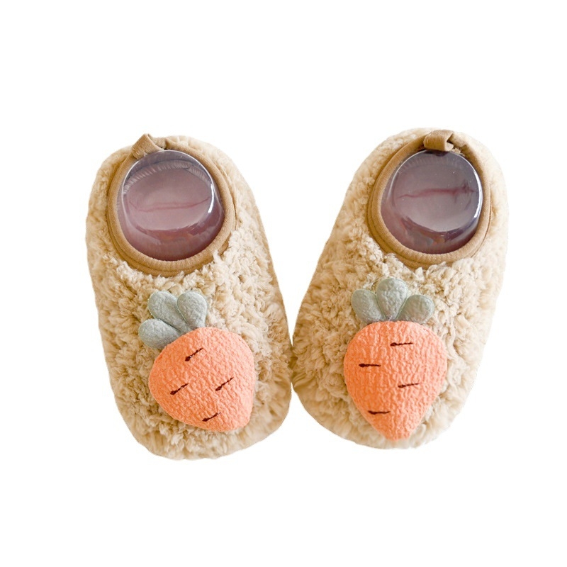 Pantofi interior pentru copii mici, talpă moale, antiderapant, căptuțiți cu fleece, închidere elastică