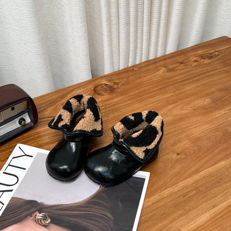 Ghete din piele pentru fete, căptușite cu fleece, închidere Velcro, talpă groasă, botine de iarnă pentru 6–36 de luni