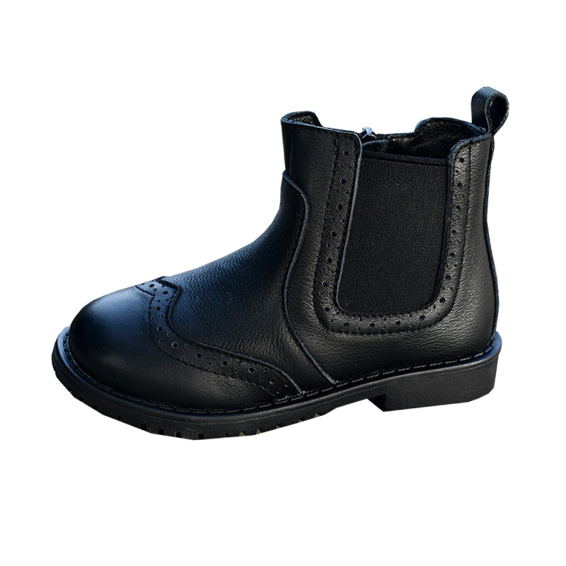 Ghete Martin pentru copii, din piele de vițel, talpă din cauciuc, stil prințesă, fermoar lateral, înălțime joasă