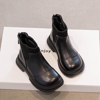 Ghete Martin pentru copii, pentru fete, cu căptușeală fleece, impermeabile, antiderapante, din piele sintetică, talpă PVC