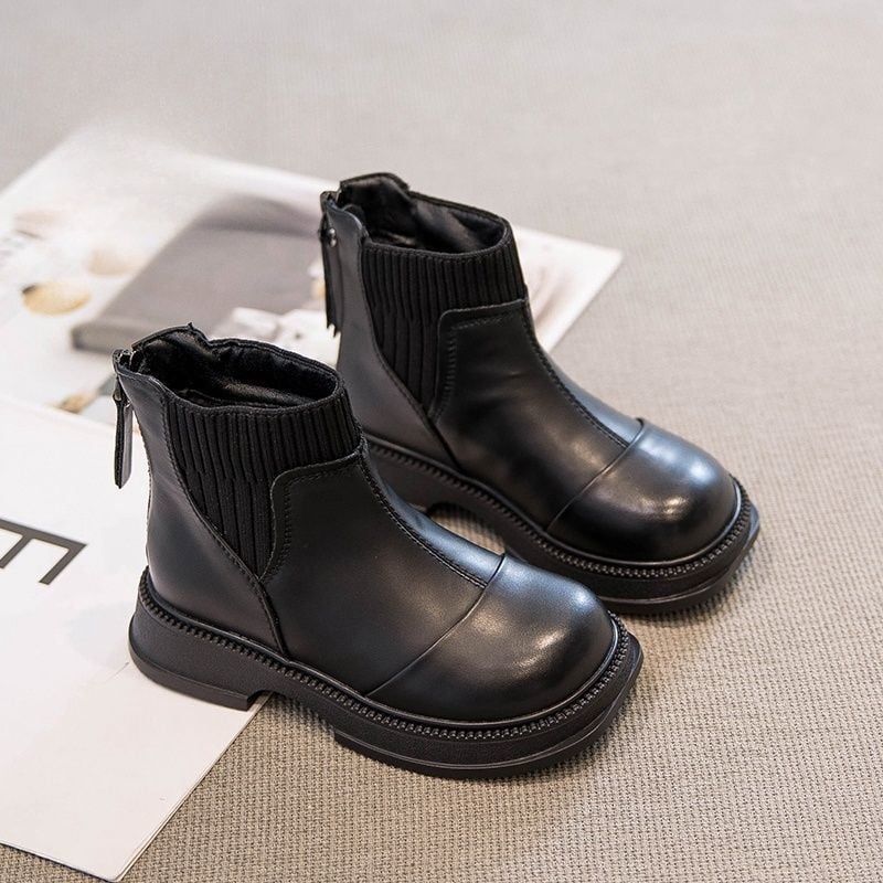 Ghete Martin pentru copii, pentru fete, cu căptușeală fleece, impermeabile, antiderapante, din piele sintetică, talpă PVC