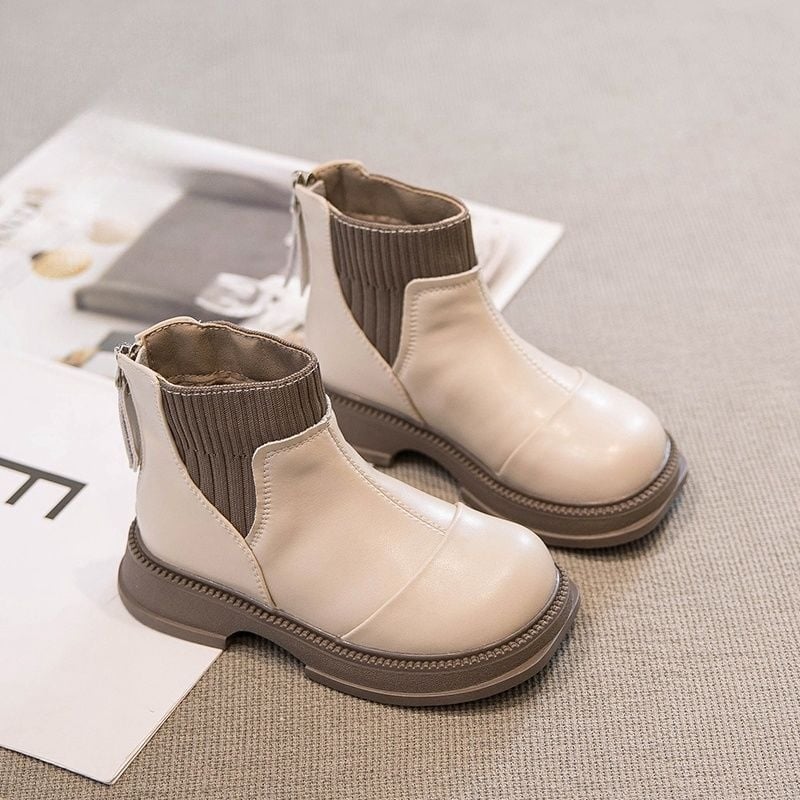 Ghete Martin pentru copii, pentru fete, cu căptușeală fleece, impermeabile, antiderapante, din piele sintetică, talpă PVC