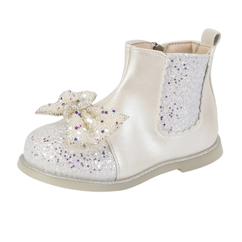 Bocanci Martin pentru fete, fermoar lateral, exterior din piele microfibră, talpă PVC, branț din piele artificială, gleznă joasă