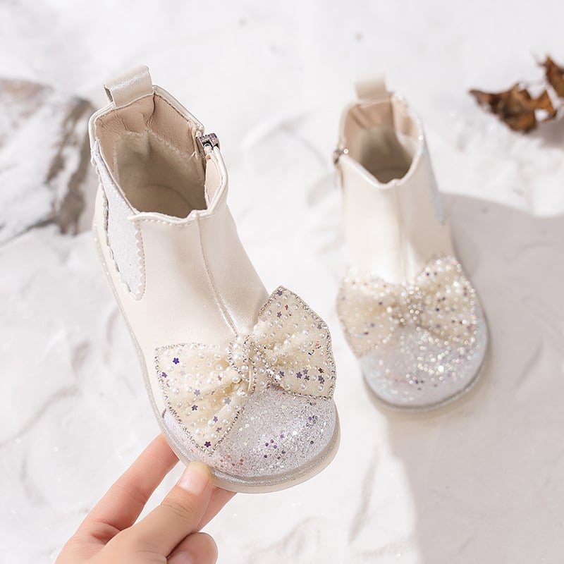 Bocanci Martin pentru fete, fermoar lateral, exterior din piele microfibră, talpă PVC, branț din piele artificială, gleznă joasă