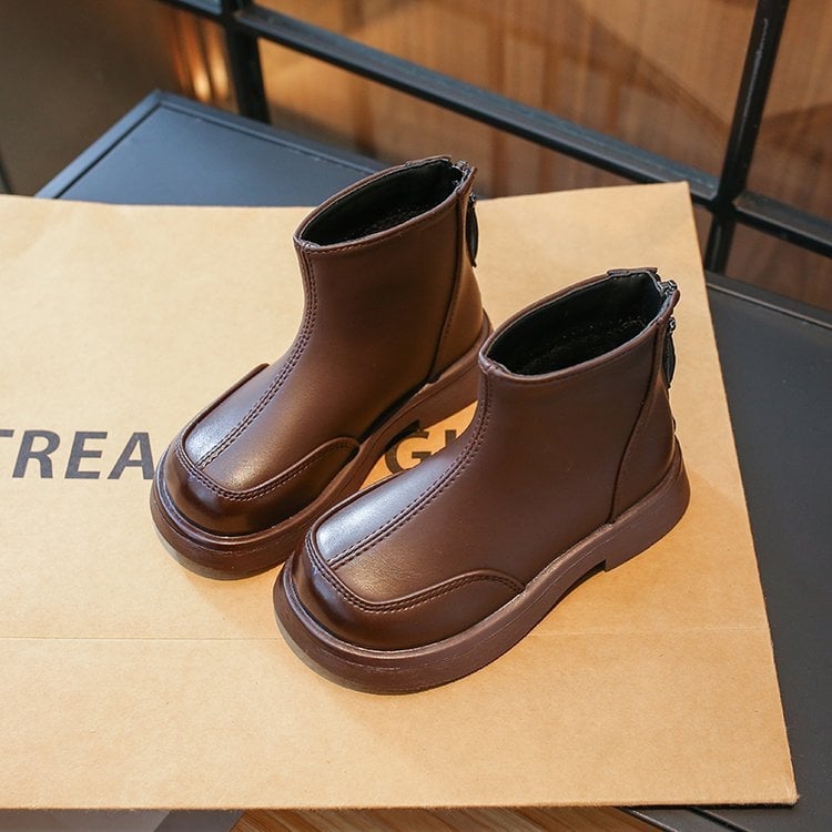 Ghete Martin pentru copii, exterior din piele microfibră, închidere cu Velcro, talpă din blană artificială, încălțăminte de toamnă-iarna