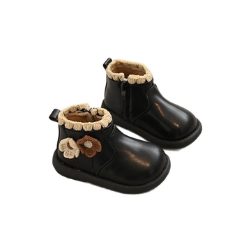 Ghete Martins pentru fetițe, căptușite cu fleece, fermoar lateral, talpă din cauciuc, glezna joasă, pentru iarnă și toamnă