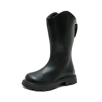 Cizme înalte pentru fetițe, model 2025, partea superioară din piele sintetică, talpă din cauciuc, fermoar pe spate, calde și antiderapante, pentru vârste 4–16 ani