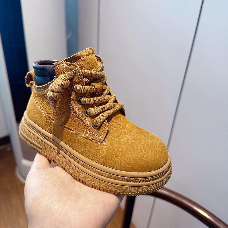 Dječje Martin čizme za jesen-zimu, koža, podstavljene, niski gležanj, bočni zip, unisex