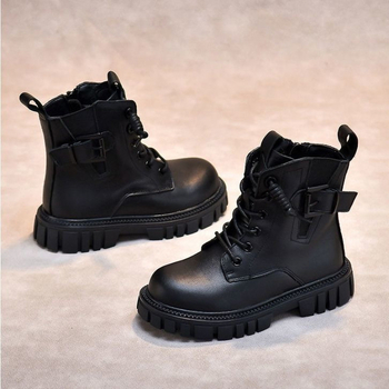 Gyerek Martin bakancsok ősz-tél 2025, uniszex: felső része műbőr, PU belső talp, gumitalp, előre fűzős, középmagas szár