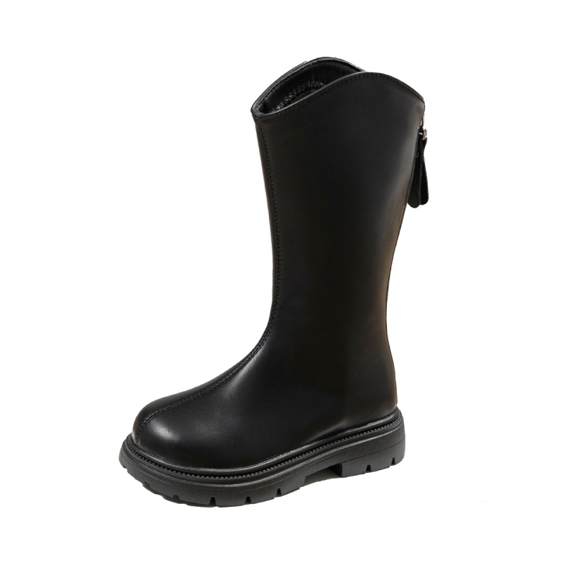 Lányoknak divatos csizma, magas szárú, mikro bőrhatású felsőrész, hátoldali cipzár, 2025 ősz-tél–tavasz