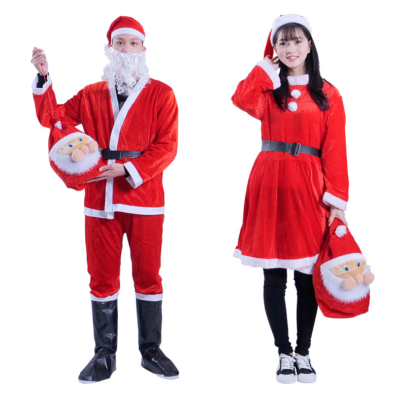 Kalėdų senelio kostiumas suaugusiems ir vaikams, audinys, siuvamas, rekvizitai kostiumui, Le Qi