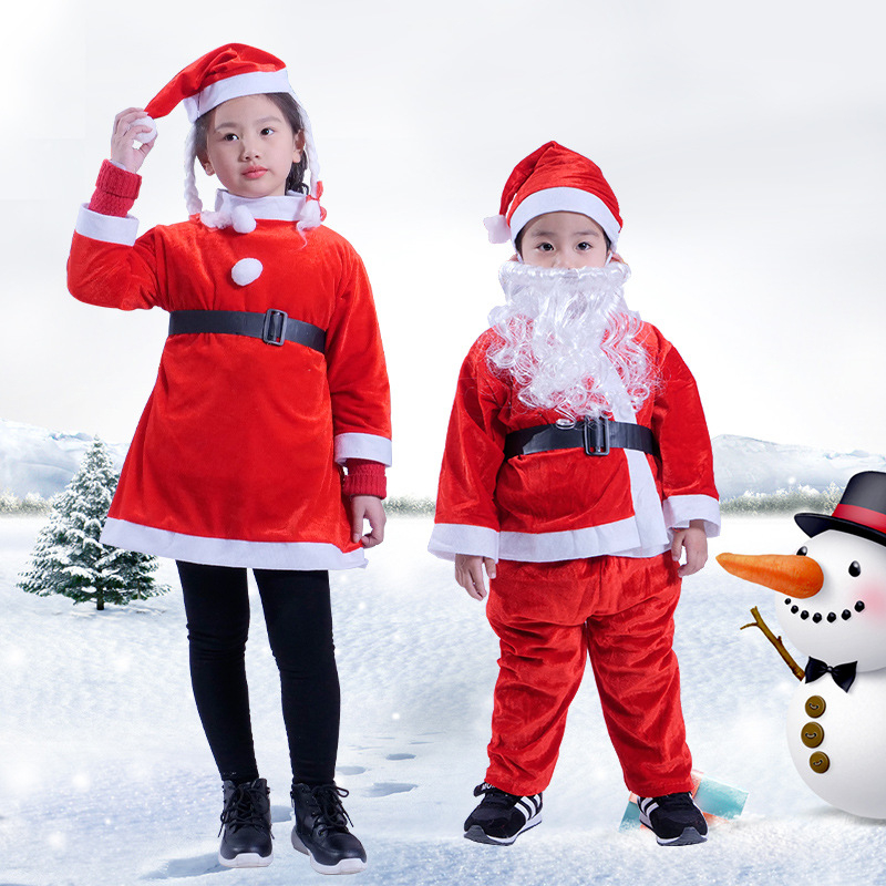 Kalėdų senelio kostiumas suaugusiems ir vaikams, audinys, siuvamas, rekvizitai kostiumui, Le Qi