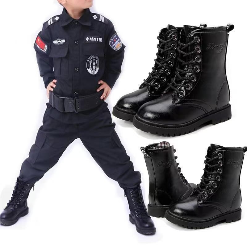 Ghete din piele pentru copii, stil militar, unisex, vară, pentru reprezentații, tabără și antrenament