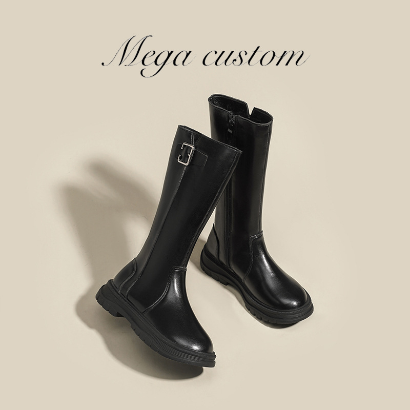 Ghete Martin pentru fete, glezna înaltă, fermoar lateral, piele microfibră, talpă din cauciuc; impermeabile, ușoare, antiderapante; potrivite pentru iarnă, primăvară și toamnă; pentru fete 4-16 ani.