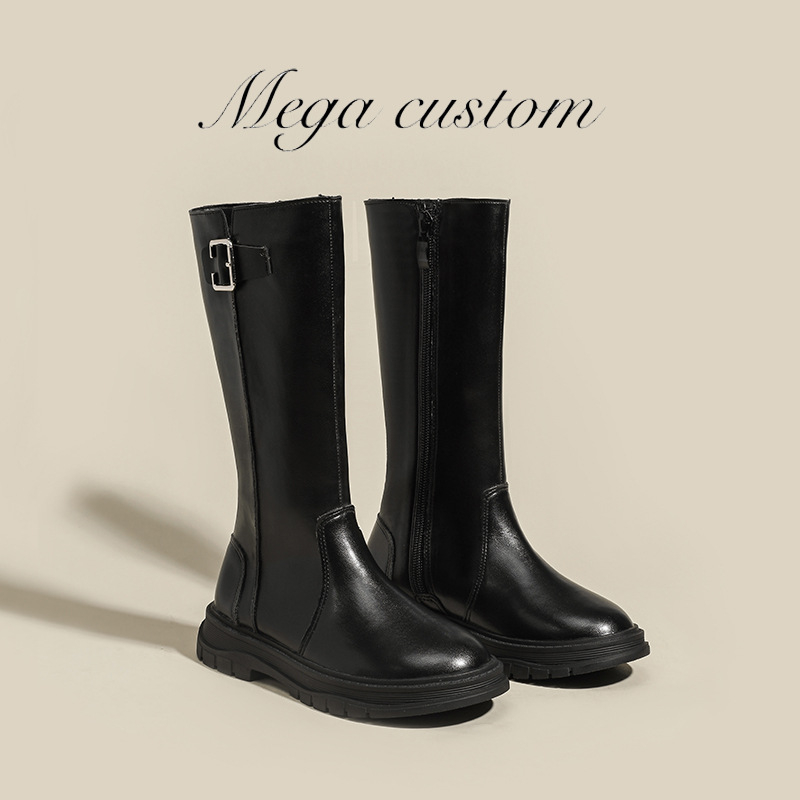 Ghete Martin pentru fete, glezna înaltă, fermoar lateral, piele microfibră, talpă din cauciuc; impermeabile, ușoare, antiderapante; potrivite pentru iarnă, primăvară și toamnă; pentru fete 4-16 ani.