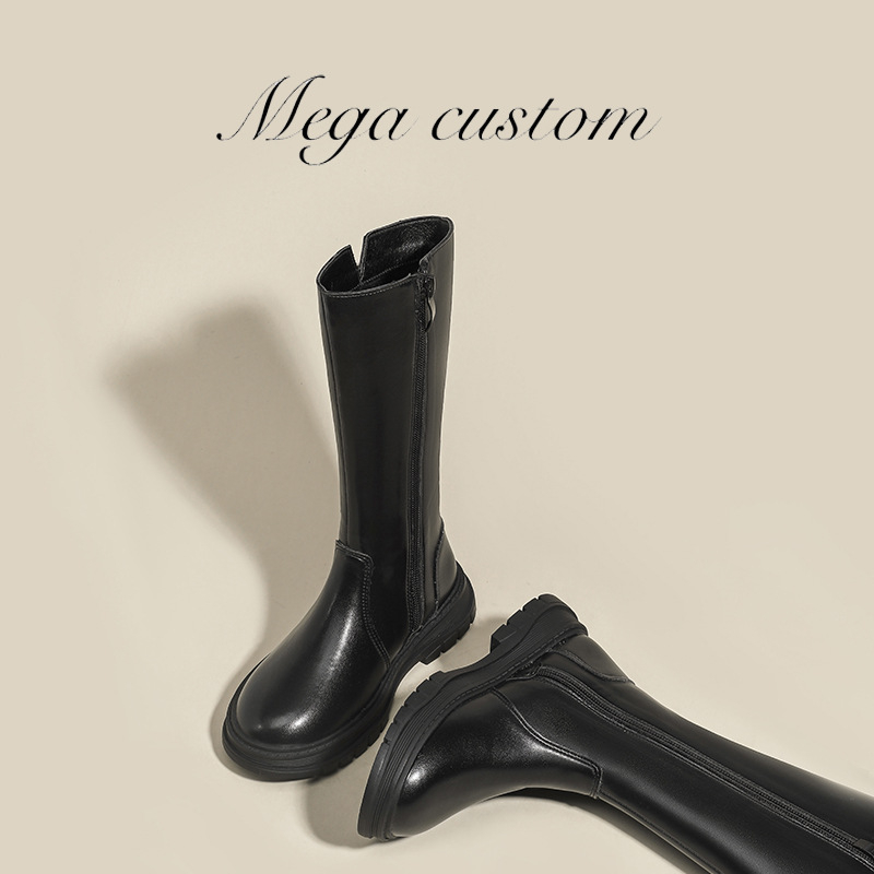 Ghete Martin pentru fete, glezna înaltă, fermoar lateral, piele microfibră, talpă din cauciuc; impermeabile, ușoare, antiderapante; potrivite pentru iarnă, primăvară și toamnă; pentru fete 4-16 ani.