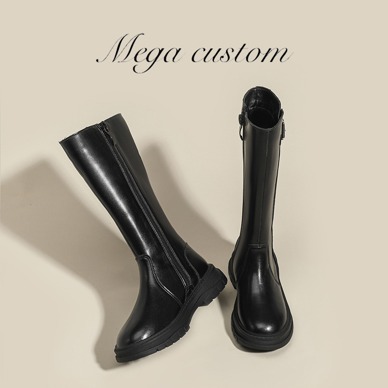 Ghete Martin pentru fete, glezna înaltă, fermoar lateral, piele microfibră, talpă din cauciuc; impermeabile, ușoare, antiderapante; potrivite pentru iarnă, primăvară și toamnă; pentru fete 4-16 ani.