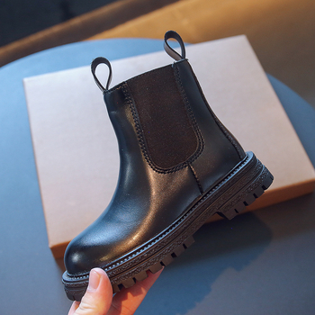 Botosei pentru copii, stil britanic, cu fermoar lateral, exterior din piele sintetică, talpă din cauciuc, căptușeală PU, ușoare