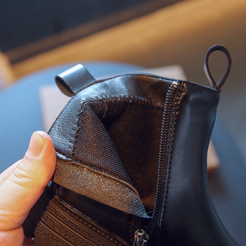 Botosei pentru copii, stil britanic, cu fermoar lateral, exterior din piele sintetică, talpă din cauciuc, căptușeală PU, ușoare