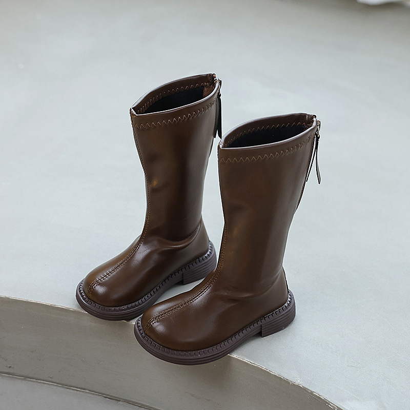 KALE Lányok PU magas szárú bakancs, hátul cipzárral, gumitalppal