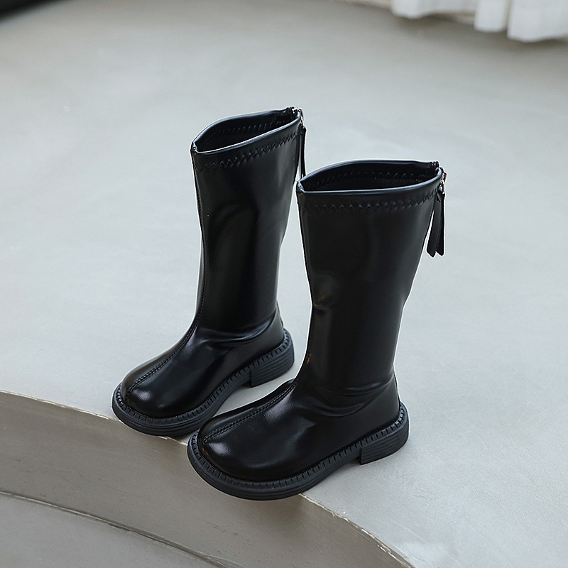 KALE Lányok PU magas szárú bakancs, hátul cipzárral, gumitalppal