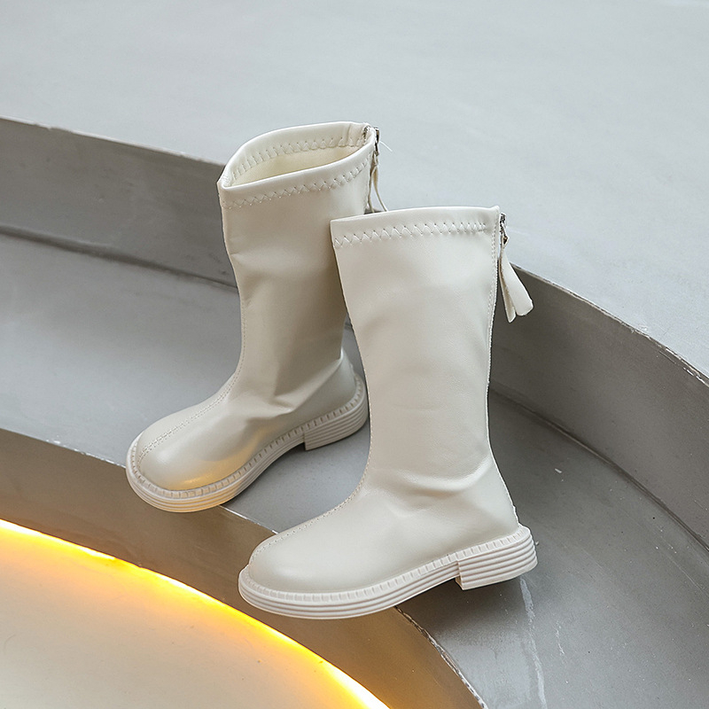 KALE Lányok PU magas szárú bakancs, hátul cipzárral, gumitalppal