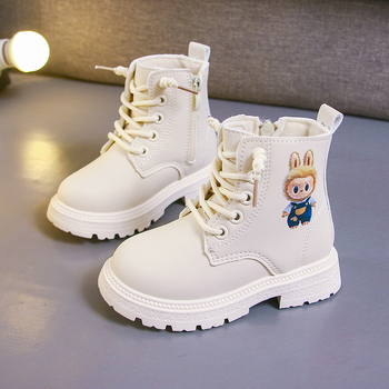 Cizme Martin pentru copii, Părți superioare: piele artificială, Talpă din cauciuc, Fermoar lateral, Antiderapant, Ușor, Unisex