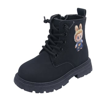 Cizme Martin pentru copii, Părți superioare: piele artificială, Talpă din cauciuc, Fermoar lateral, Antiderapant, Ușor, Unisex