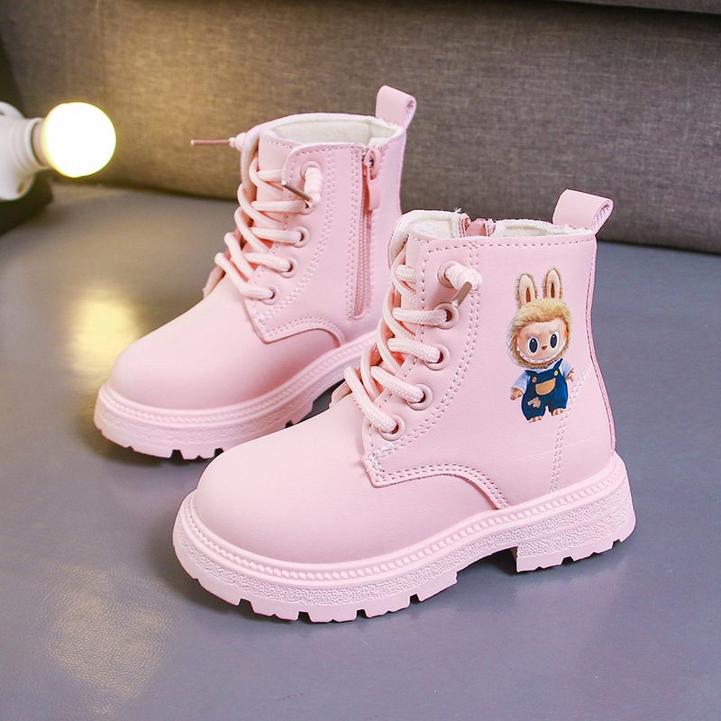 Cizme Martin pentru copii, Părți superioare: piele artificială, Talpă din cauciuc, Fermoar lateral, Antiderapant, Ușor, Unisex