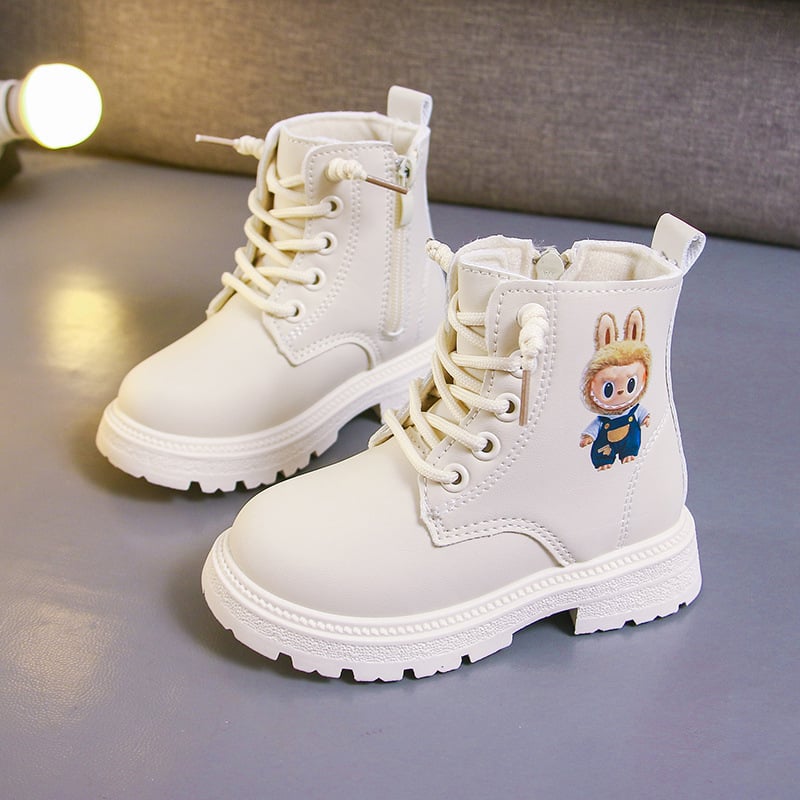 Cizme Martin pentru copii, Părți superioare: piele artificială, Talpă din cauciuc, Fermoar lateral, Antiderapant, Ușor, Unisex