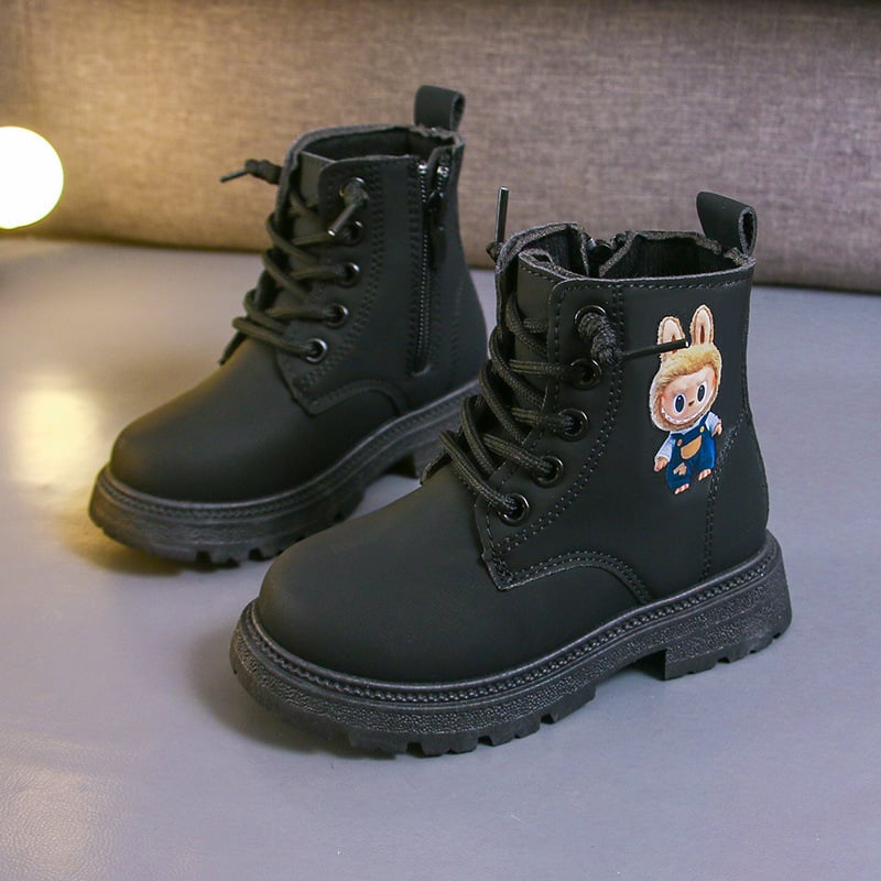 Cizme Martin pentru copii, Părți superioare: piele artificială, Talpă din cauciuc, Fermoar lateral, Antiderapant, Ușor, Unisex