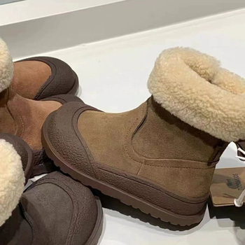 Cizme de zăpadă pentru copii - fermoar lateral, înălțime mid-calf, căptușite cu fleece, partea superioară din piele microfibră, talpă din cauciuc