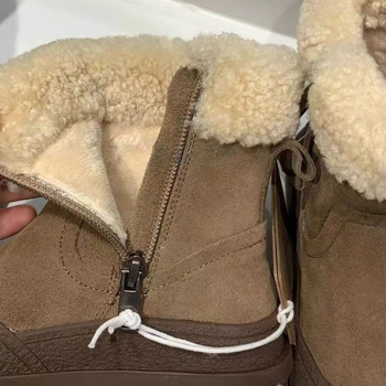 Cizme de zăpadă pentru copii - fermoar lateral, înălțime mid-calf, căptușite cu fleece, partea superioară din piele microfibră, talpă din cauciuc