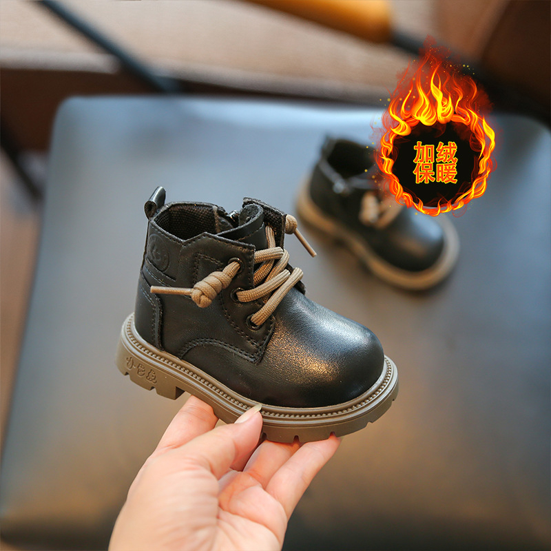 Cizme Martin pentru copii mici de 1-3 ani, cu căptușeală din fleece, fermoar lateral și talpă PVC