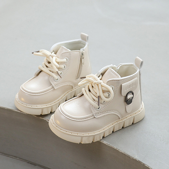 Ghete Martin copii cu fermoar lateral, talpă din cauciuc antiderapant, partea superioară din piele artificială, unisex, potrivite pentru iarnă, primăvară și toamnă, lansare primăvara 2025