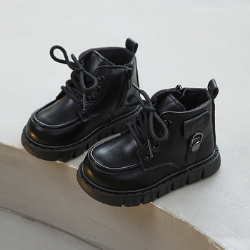 Ghete Martin copii cu fermoar lateral, talpă din cauciuc antiderapant, partea superioară din piele artificială, unisex, potrivite pentru iarnă, primăvară și toamnă, lansare primăvara 2025